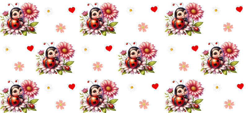 Ladybug Pattern UV DTF Cup Decal Design for 16oz Libbey Glass KA-7223