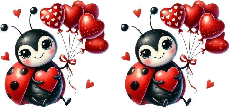 Ladybug Heart Character UV DTF Cup Decal Design for 16oz Libbey Glass KA-7226