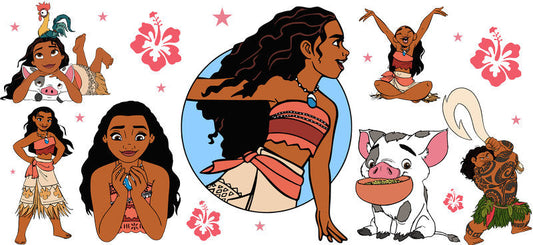 Disney Moana Princess UV DTF Tumbler Wrap Design for 16oz Libbey Glass KA-7251