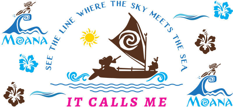 Disney Moana Ocean Quote UV DTF Cup Wrap Design for 16oz Libbey Glass KA-7262
