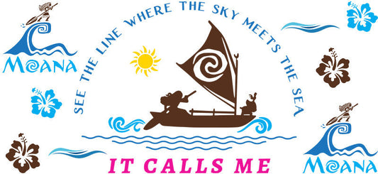 Disney Moana Ocean Quote UV DTF Cup Wrap Design for 16oz Libbey Glass KA-7262