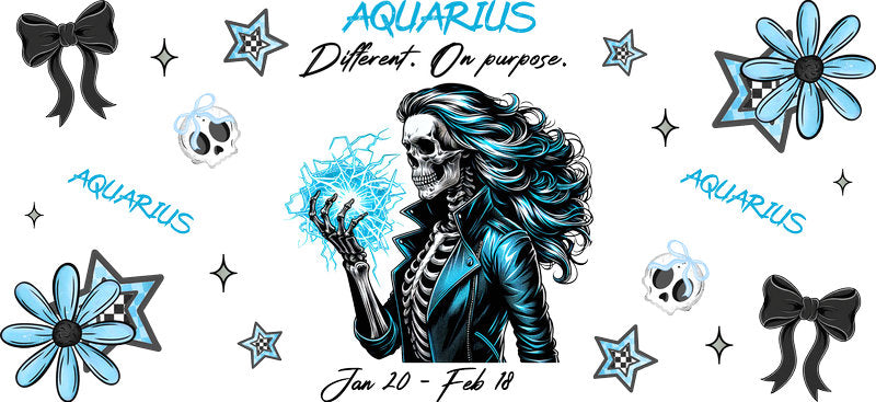 Aquarius Zodiac UV DTF Cup Wrap Design for 16oz Libbey Glass KA-7269
