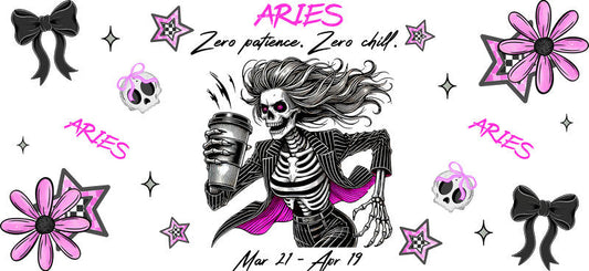 Aries Zodiac UV DTF Tumbler Wrap Design for 16oz Libbey Glass KA-7270