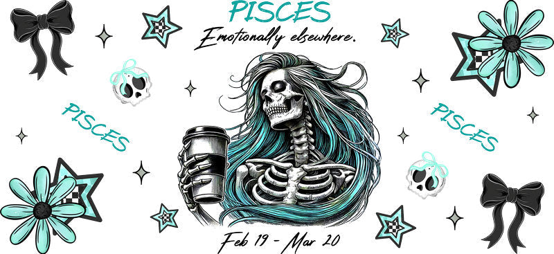 Pisces Zodiac UV DTF Tumbler Wrap Design for 16oz Libbey Glass KA-7276