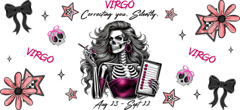 Virgo Zodiac UV DTF Cup Decal Design for 16oz Libbey Glass KA-7280