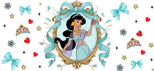 Disney Jasmine Princess UV DTF Tumbler Wrap Design for 16oz Libbey Glass KA-7285