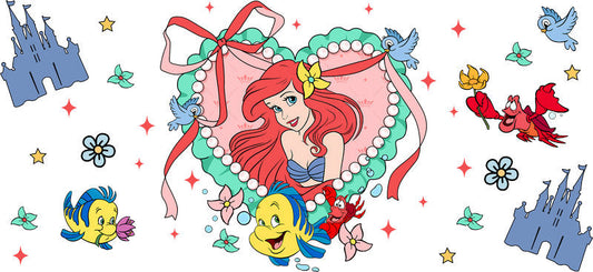 Disney Ariel Princess UV DTF Cup Decal Design for 16oz Libbey Glass KA-7292