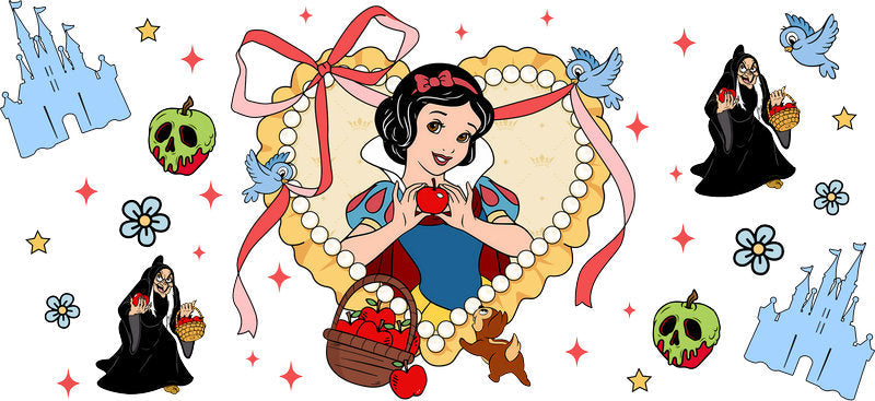 Disney Snow White Princess UV DTF Tumbler Wrap Design for 16oz Libbey Glass KA-7297