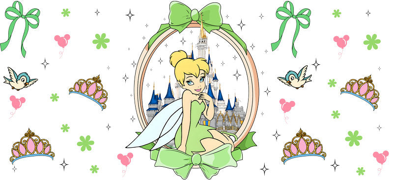 Disney Tinker Bell Fairy UV DTF Tumbler Wrap Design for 16oz Libbey Glass KA-7300