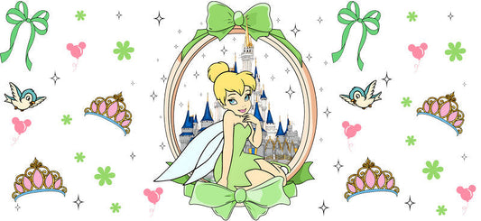 Disney Tinker Bell Fairy UV DTF Tumbler Wrap Design for 16oz Libbey Glass KA-7300