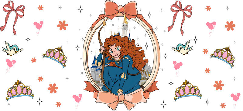 Disney Merida Princess UV DTF Cup Decal Design for 16oz Libbey Glass KA-7301