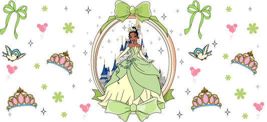 Disney Tiana Princess UV DTF Cup Decal Design for 16oz Libbey Glass KA-7304