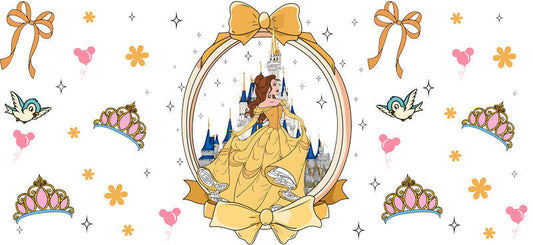 Disney Belle Princess UV DTF Cup Decal Design for 16oz Libbey Glass KA-7307