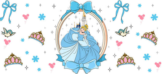 Disney Cinderella Princess UV DTF Cup Wrap Design for 16oz Libbey Glass KA-7308