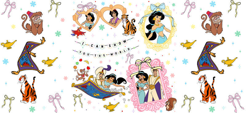 Disney Princess Friends UV DTF Cup Wrap Design for 16oz Libbey Glass KA-7311