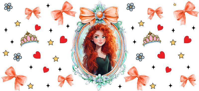 Disney Merida Portrait UV DTF Tumbler Wrap Design for 16oz Libbey Glass KA-7318