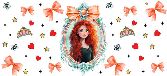 Disney Merida Portrait UV DTF Tumbler Wrap Design for 16oz Libbey Glass KA-7318