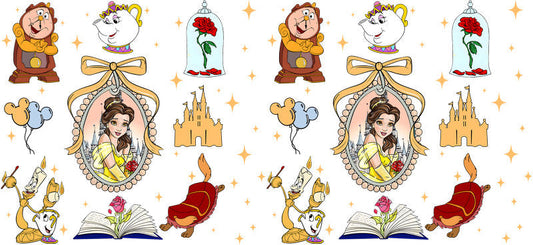 Disney Belle Castle UV DTF Cup Wrap Design for 16oz Libbey Glass KA-7326