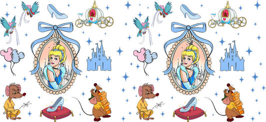 Disney Cinderella Castle UV DTF Cup Wrap Design for 16oz Libbey Glass KA-7329