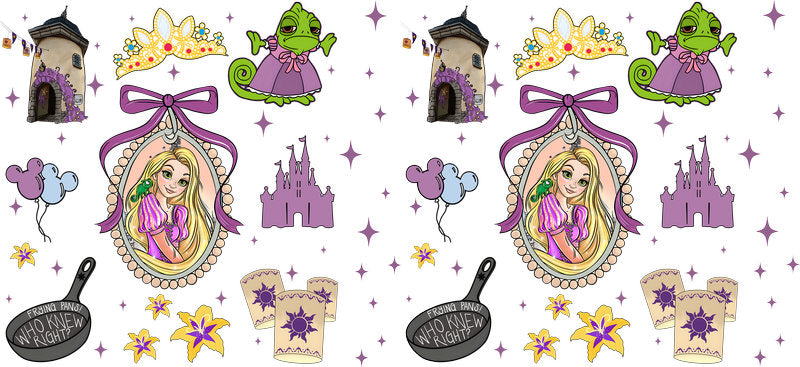 Disney Rapunzel Castle UV DTF Tumbler Wrap Design for 16oz Libbey Glass KA-7330
