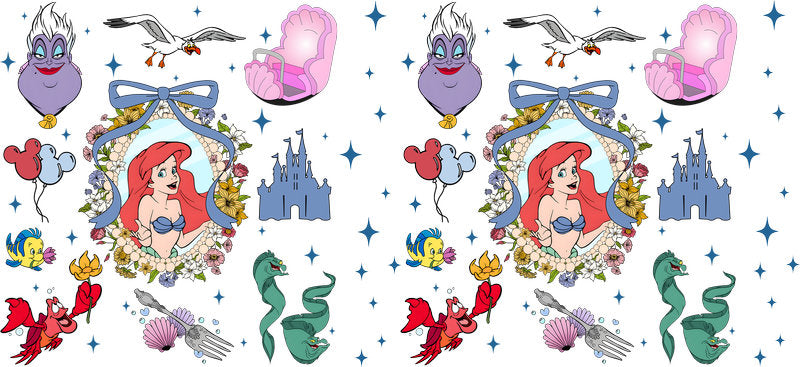 Disney Ariel Castle UV DTF Tumbler Wrap Design for 16oz Libbey Glass KA-7333