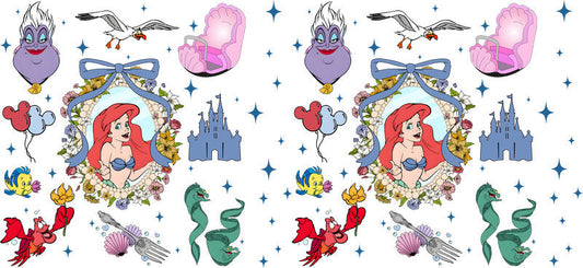 Disney Ariel Castle UV DTF Tumbler Wrap Design for 16oz Libbey Glass KA-7333