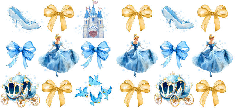 Disney Cinderella Bow UV DTF Tumbler Wrap Design for 16oz Libbey Glass KA-7339