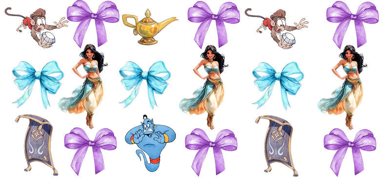 Disney Jasmine Bow UV DTF Cup Decal Design for 16oz Libbey Glass KA-7340