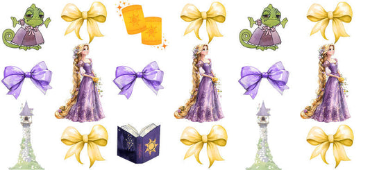 Disney Rapunzel Bow UV DTF Tumbler Wrap Design for 16oz Libbey Glass KA-7342