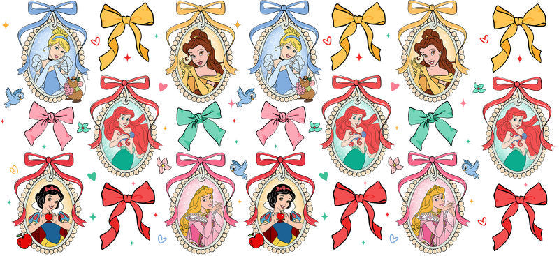 Disney Princess Bow UV DTF Cup Decal Design for 16oz Libbey Glass KA-7343