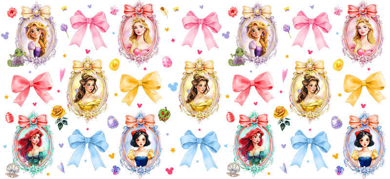 Disney Princess Portrait UV DTF Tumbler Wrap Design for 16oz Libbey Glass KA-7345