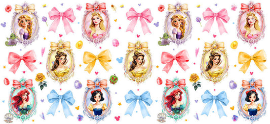 Disney Princess Portrait UV DTF Tumbler Wrap Design for 16oz Libbey Glass KA-7345