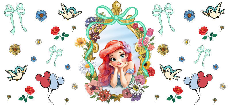 Disney Ariel Rose UV DTF Cup Decal Design for 16oz Libbey Glass KA-7346