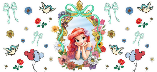 Disney Ariel Rose UV DTF Cup Decal Design for 16oz Libbey Glass KA-7346