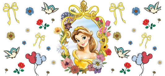 Disney Belle Rose UV DTF Tumbler Wrap Design for 16oz Libbey Glass KA-7348