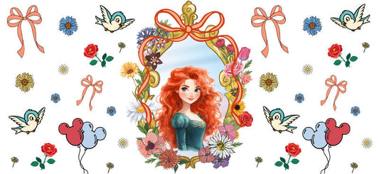 Disney Merida Rose UV DTF Tumbler Wrap Design for 16oz Libbey Glass KA-7351