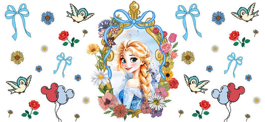 Disney Aurora Rose UV DTF Cup Decal Design for 16oz Libbey Glass KA-7352