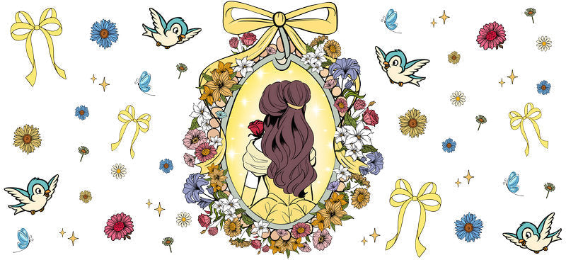 Disney Belle Rose UV DTF Cup Decal Design for 16oz Libbey Glass KA-7355