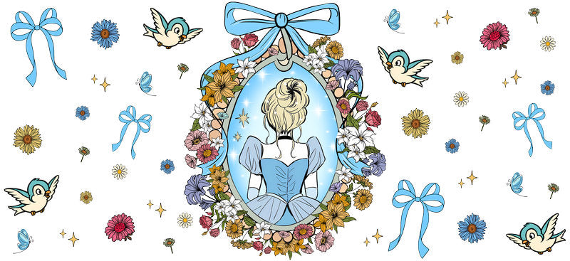 Disney Cinderella Rose UV DTF Cup Wrap Design for 16oz Libbey Glass KA-7356