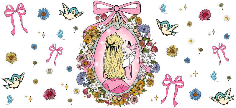 Disney Rapunzel Rose UV DTF Tumbler Wrap Design for 16oz Libbey Glass KA-7357