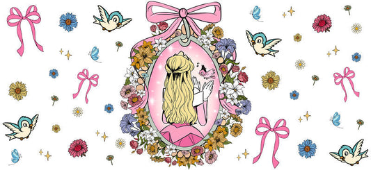 Disney Rapunzel Rose UV DTF Tumbler Wrap Design for 16oz Libbey Glass KA-7357