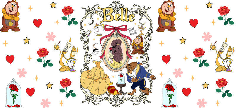 Disney Belle Vintage UV DTF Tumbler Wrap Design for 16oz Libbey Glass KA-7360