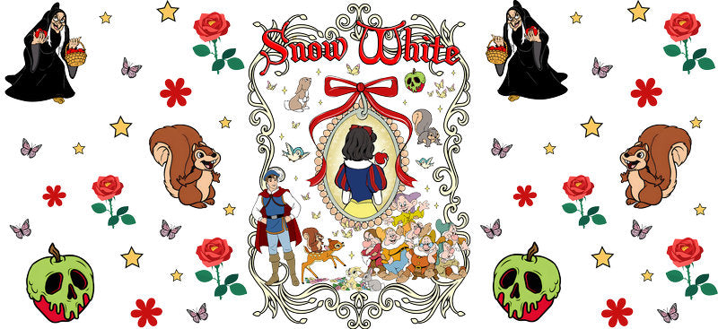 Disney Snow White Vintage UV DTF Cup Decal Design for 16oz Libbey Glass KA-7364