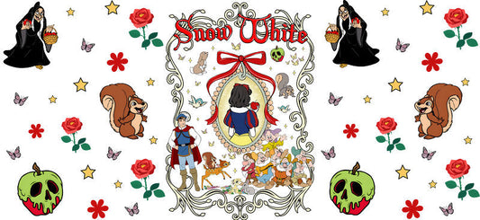 Disney Snow White Vintage UV DTF Cup Decal Design for 16oz Libbey Glass KA-7364
