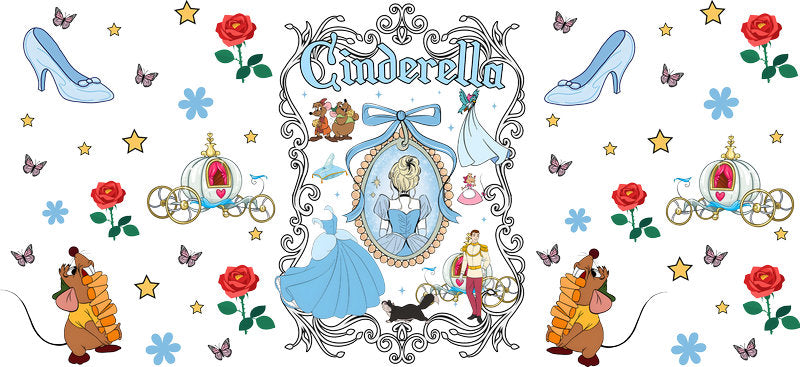 Disney Cinderella Vintage UV DTF Cup Wrap Design for 16oz Libbey Glass KA-7365