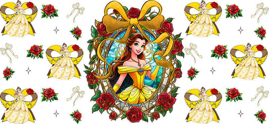 Disney Belle Vintage UV DTF Tumbler Wrap Design for 16oz Libbey Glass KA-7366