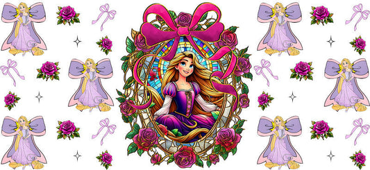 Disney Rapunzel Vintage UV DTF Cup Wrap Design for 16oz Libbey Glass KA-7368