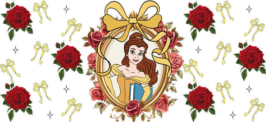 Disney Belle Rose UV DTF Cup Decal Design for 16oz Libbey Glass KA-7373