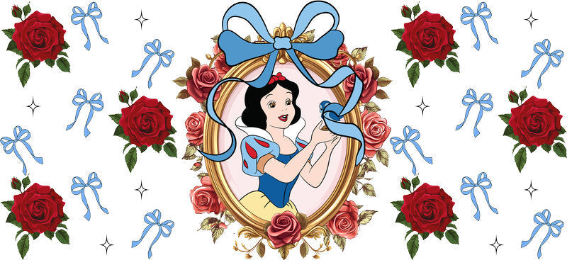 Disney Snow White Rose UV DTF Cup Wrap Design for 16oz Libbey Glass KA-7374