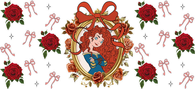 Disney Merida Rose UV DTF Cup Wrap Design for 16oz Libbey Glass KA-7383